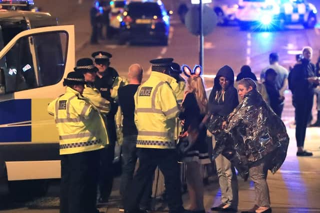 Police at the scene of the Manchester Arena bombing