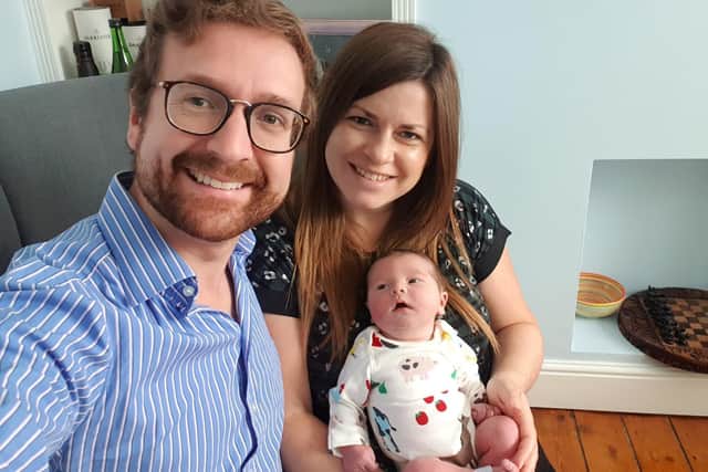 Rother Valley MP Alexander Stafford with wife Natalie and daughter Persephone, who was born during the coronavirus lockdown. Photo: Alexander Stafford