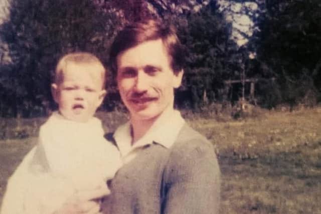 Emma as a baby with dad Roger