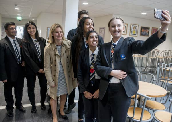 One of Justine Greening's proudest moments as Education Secretary was returning to Oakwood School in Rotherham where she studied.