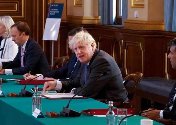 Prime Minister Boris Johnson chairs a Cabinet meeting at the Foreign and Commonwealth Office (FCO) in London. PA Photo. Picture: Jonathan Buckmaster/Daily Express/PA Wire