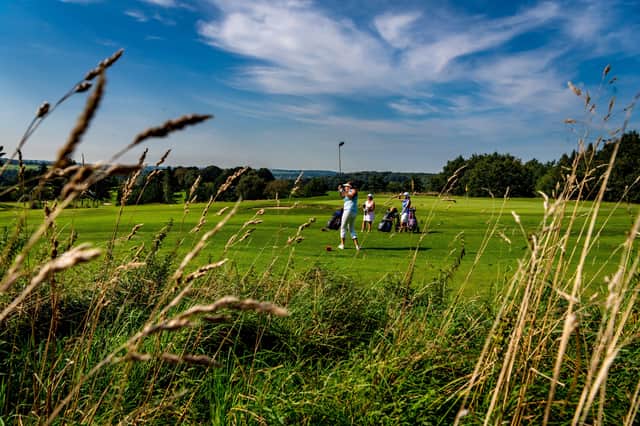 A group of ladies teeing off whilst playing a round of golf at Headingley Golf Club, Leeds. Picture: James Hardisty