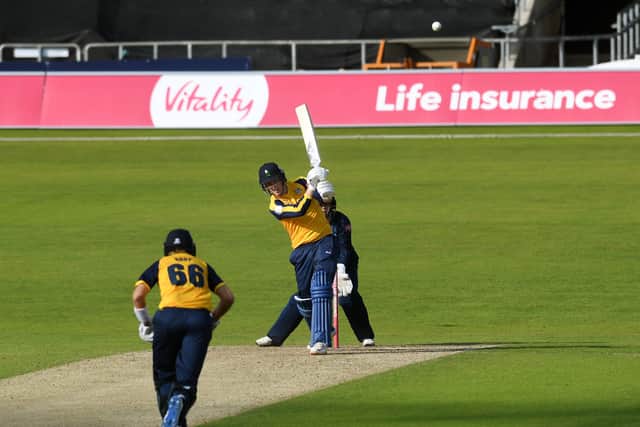 He's done it: Yorkshire's Harry Brook hits the winning runs off the final ball of the match.

Picture: Jonathan Gawthorpe