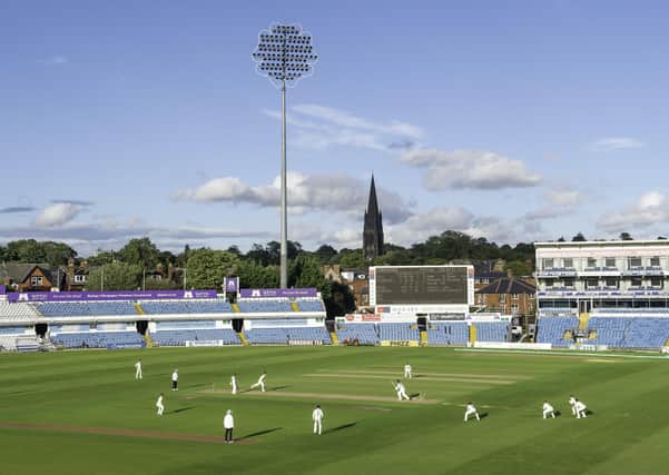 Cricket returned in August - A general view (GV) of Emerald Headingley as Yorkshire played Lancashire in front of the empty stands (Picture: SWPix.com)