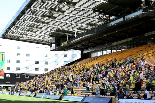 A general view of Norwich City fans in the stands during the Sky Bet Championship match at Carrow Road, Norwich, on Saturday (Picture: PA)