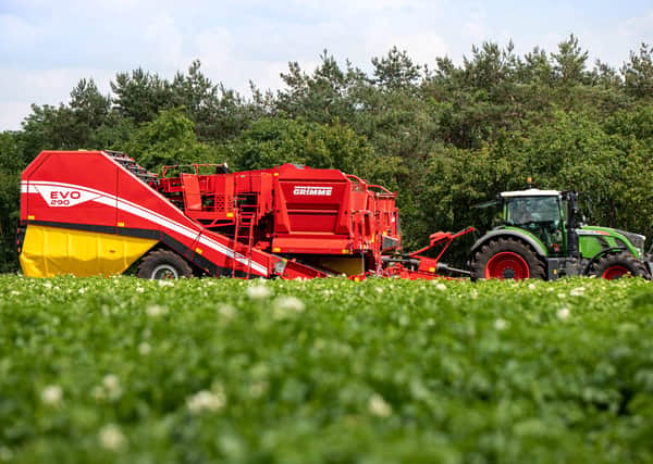 One of GRIMME's 150 machines used to harvest vegetables, cultivate soil and plant crops.