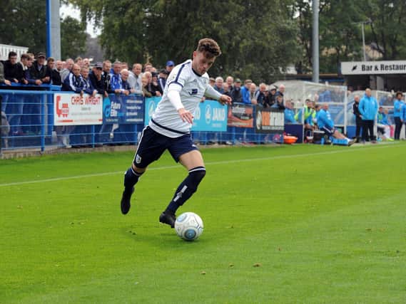 Reece Thompson pictured playing for previous club Guiseley AFC