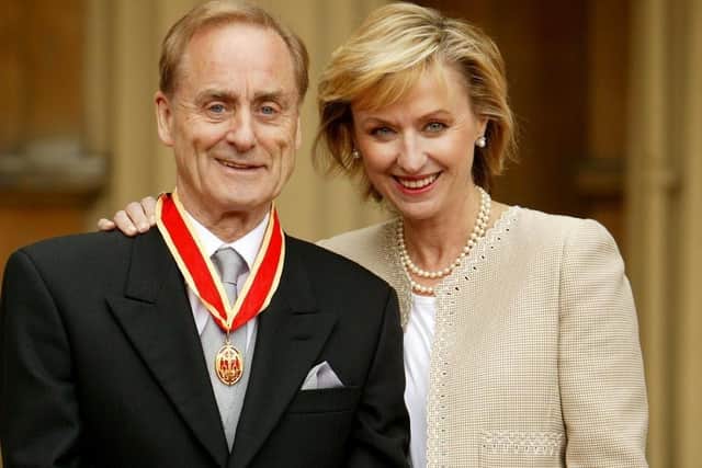 Sir Harold Evans, with his wife Tina Brown, on being knighted in 2004 for services to journalism.