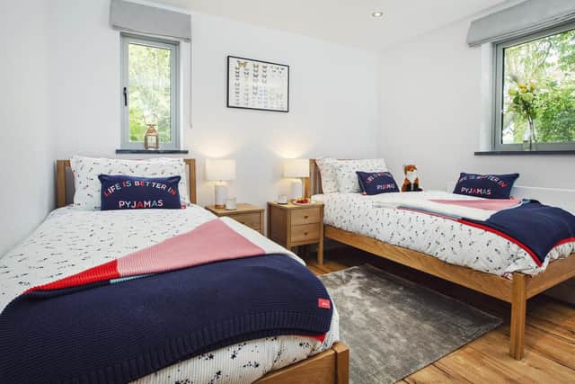 The twin bedroom with Joules bedding and cushions