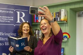 Raworths Harrogate Literature Festival chief executive Sharon Canavar launches this years virtual event with Rachel Tunnicliffe from sponsors Raworths Solicitors which will take place next month. Picture Tony Johnson