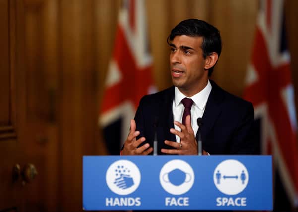 Chancellor of the Exchequer Rishi Sunak during a virtual news conference in Downing Street, London, after he presented his Winter Economy Plan to MPs in the House of Commons. PA Photo. Photo credit: John Sibley/PA Wire