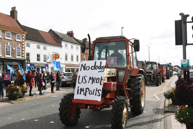 Farmers staged this go-slow protest in Northallerton last Friday over food standards.