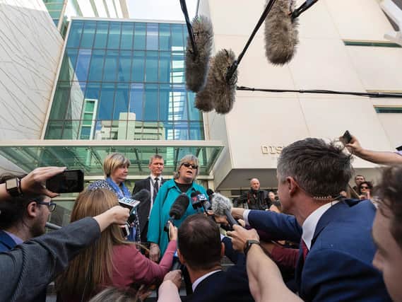 Relatives of Jane Rimmer outside court in Perth after Bradley Edwards was convicted of her and Ciara Glennon's murders. Picture: Getty Images