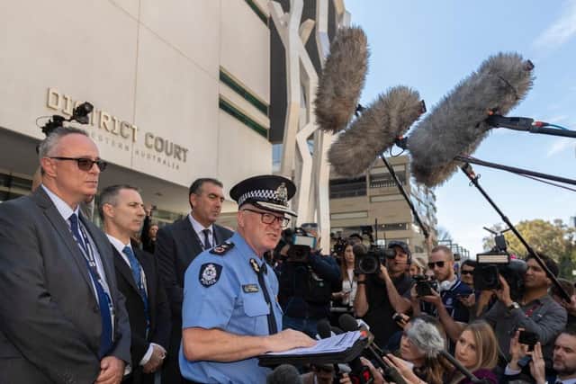 Police Commisioner Chris Dawson outside court in Perth after Bradley Edwards was convicted of murdering Jane Rimmer and Ciara Glennon. Picture: Getty Images