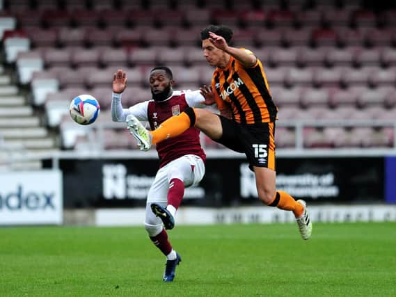 MATCH ACTION: Northampton Town 0-2 Hull City. Picture: Zac Goodwin/PA Wire.