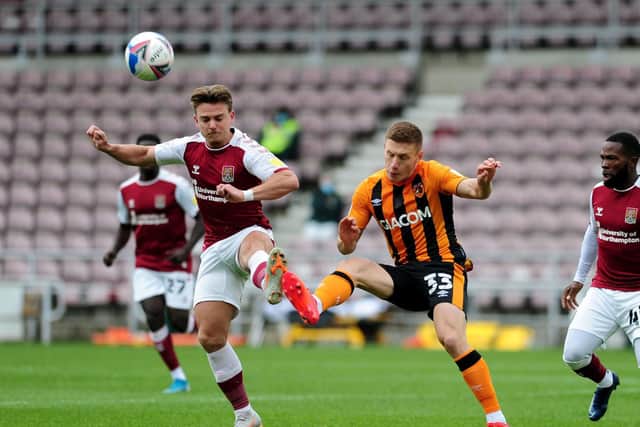 MATCH ACTION: Northampton Town 0-2 Hull City. Picture: Zac Goodwin/PA Wire.