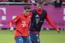 TARGET: Michael Cuisance pictured shadowing then-Bayern Munich team-mate Coutinho in training