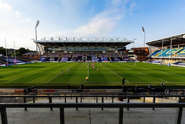 Leeds Rhinos and St Helens play their Super League clash in front of empty stands at Headingley last month. Picture by Alex Whitehead/SWpix.com