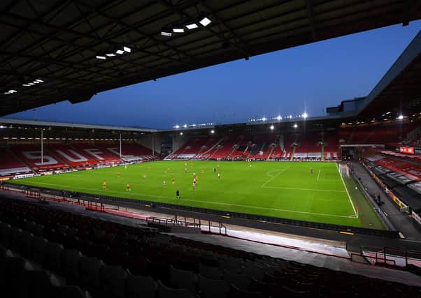 The view from the empty stands at Bramall Lane of the Premier League clash between Sheffield United and Wolves. Picture: Laurence Griffiths/NMC Pool/PA