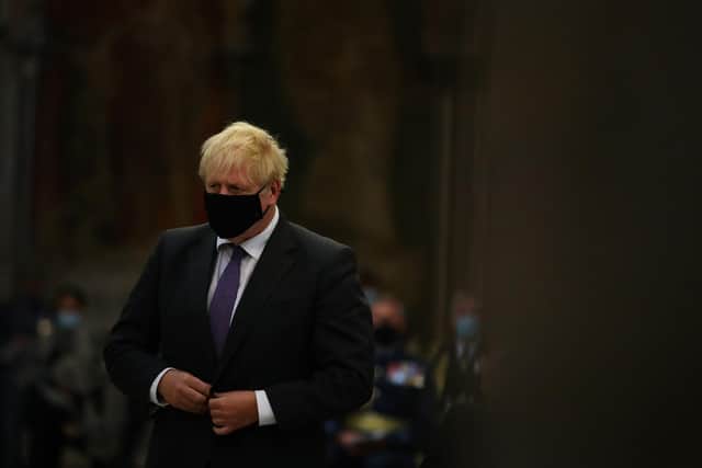 Prime Minister Boris Johnson during a service to mark the 80th anniversary of the Battle of Britain at Westminster Abbey, London.