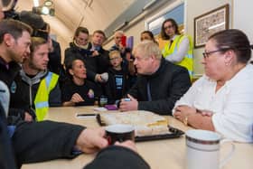 Boris Johnson took time out from the election campaign last November to meet flooding victims in South Yorkshire. Photo: James Hardisty.