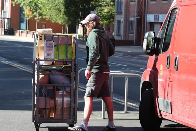 Parcels are delivered to Birley Halls student accommodation at Manchester Metropolitan University, students have been forced to self-isolate at the university following a surge in cases of Covid-19.
