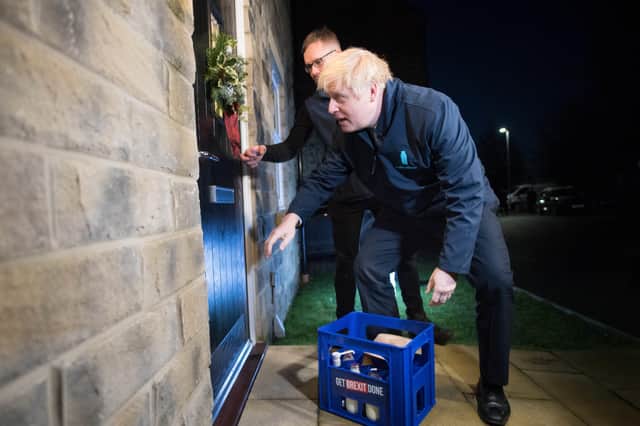 Boris Johnson began the final day of the 2019 election campaign by delivering milk in Rawdon and Guiseley, part of the marginal Pudsey seat.