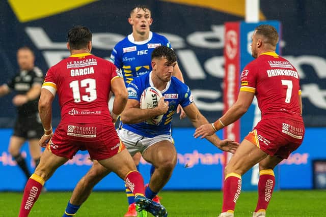 BRIGHT FUTURE: Leeds Rhinos' Liam Tindall, in action against Catalans Dragons at Headingley on Wednesday. Picture: Bruce Rollinson