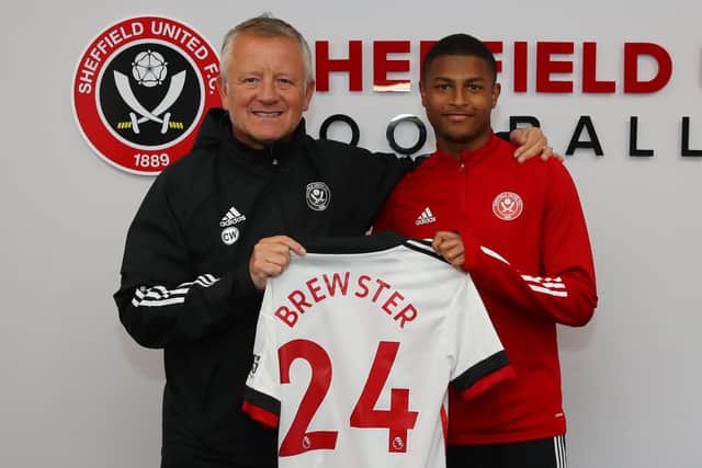 Chris Wilder welcomes new signing Rhian Brewster to Sheffield United. Picture: Simon Bellis/Sportimage