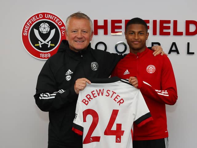 Chris Wilder welcomes new signing Rhian Brewster to Sheffield United. Picture: Simon Bellis/Sportimage