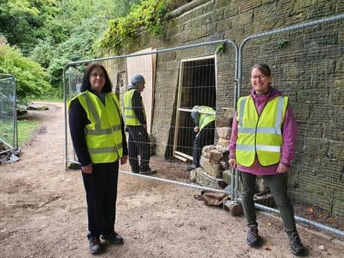 Pictured, Coun Mary Lea (Left) and Project Officer Claire Watts on site at the catacombs. Photo credit: Sheffield City Council.