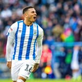 Karlan Grant celebrates his second goal for Huddersfield Town against Charlton Athletic last season. (
Picture: Bruce Rollinson)