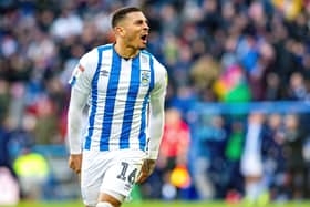 Karlan Grant celebrates his second goal for Huddersfield Town against Charlton Athletic last season. (Picture: Bruce Rollinson)