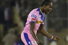 Role reversal: England fast bowler Jofra Archer of Rajasthan Royals hit four sixes in an over in a recent match. (AP Photo/Surjeet Yadav)