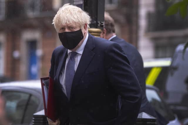 Prime Minister Boris Johnson arrives at BBC Broadcasting House in London to appear on the Andrew Marr show. Picture: Victoria Jones/PA Wire