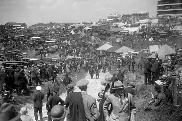 Derby Day at Epsom in 1928. Earlier in the decade, racecourses were frequently targeted by criminal gangs. Picture: Getty.