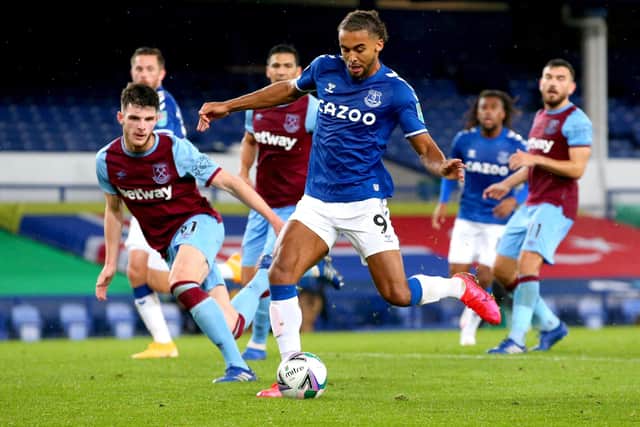 Everton's Dominic Calvert-Lewin (centre) has been in rich form this season.