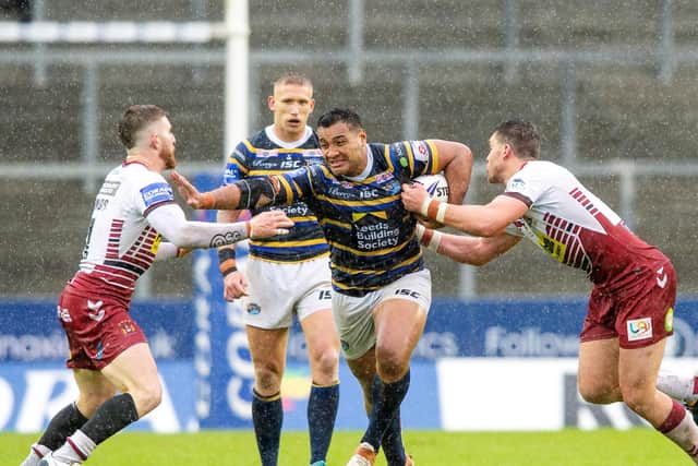 Leeds Rhinos' Ava Seumanufagai on the charge in Saturday's Challenge Cup semi-final against Castleford Tigers (PIC: BRUCE ROLLINSON)
