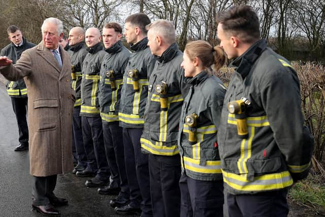 The Prince of Wales met emergency workers in Fishlake just before Christmas last December to offer his thanks.