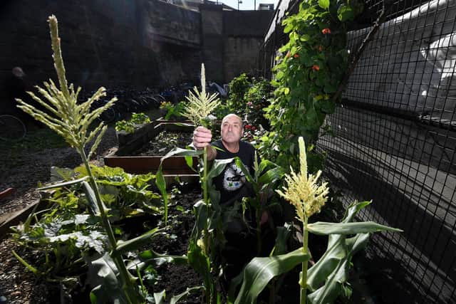 Pictured Shane Cocker, working in the gardening area at the Platform 1 charity in Huddersfield. Photo credit: Simon Hulme/ JPIMediaResell.