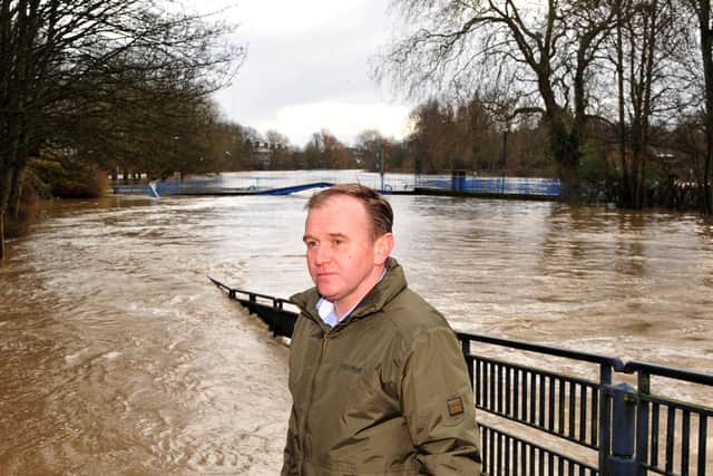 Environment Secretary George Eustice during a visit to flood-hit York days after his elevation ot the Cabinet.