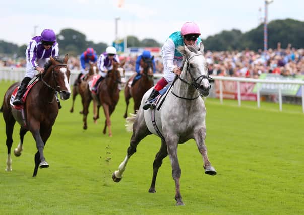 This was Frankie Dettori and Logician winning the 2019 Great Voltigeur Stakes at York.