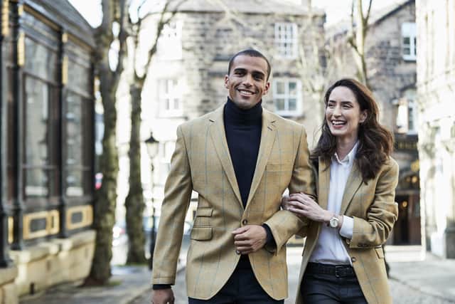 A photoshoot in Harrogate for the Brook Taverner 
Harrogate tweed jackets, in cloth made by Abraham Moon in British wool, £300 at Clarksons of York, and see BrookTaverner.co.uk.