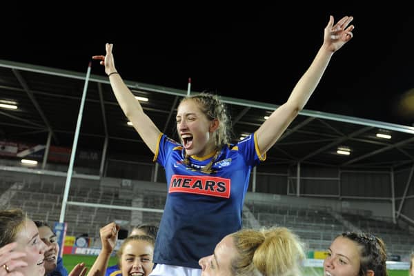 Caitlin Beevers celebrating her 18th birthday on the day Leeds Rhinos won the Women's Super League last October. (Picture: Steve Riding)