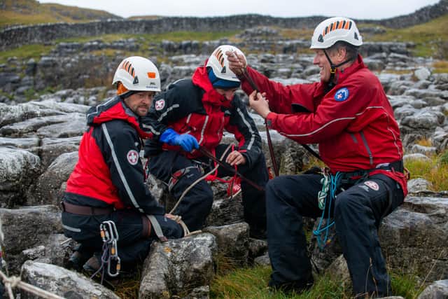 Upper Wharfedale Fell Rescue Association in a recent training exercise.