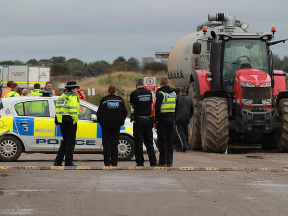 Police at the scene near the Spaldington Airfield wind farm (photo: Sean Stewart)