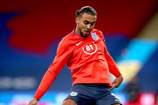 England's Dominic Calvert-Lewin during the pre-match warm up (Picture: PA)