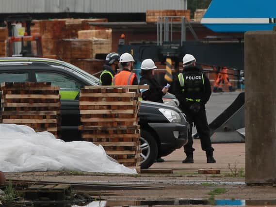 Border Force and Humberside Police officers searched the two vessels (photo: Sean Stewart)