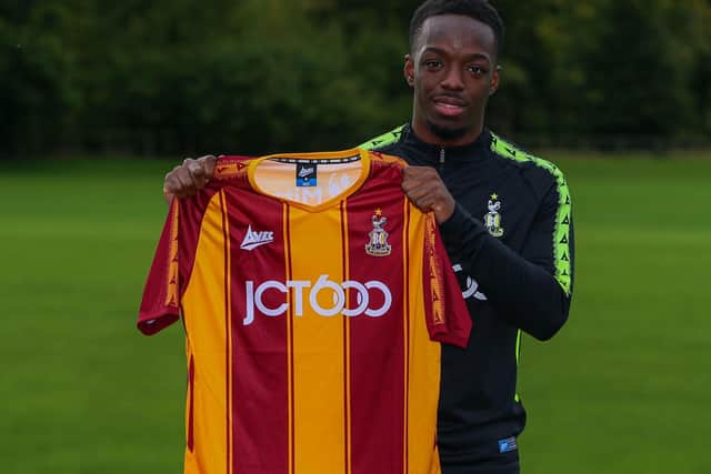 New Bradford City signing Austin Samuels. Picture courtesy of Bradford City AFC.