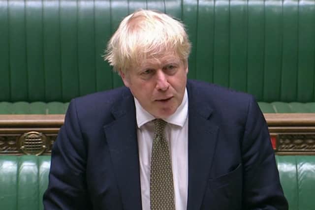 Boris Johnson addresses the House of Commons.